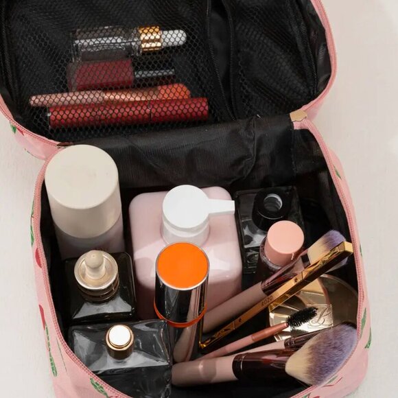 Cherry Embrodered Travel-Friendly Makeup Bag & Cosmetic Organizer - Picture 3 of 4